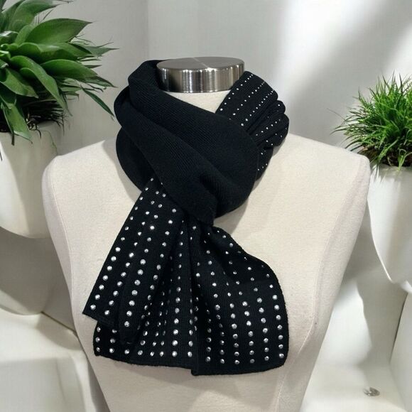 Rampage Women’s Rhinestone Scarf 74” X 10” in Black Color - Picture 1 of 9